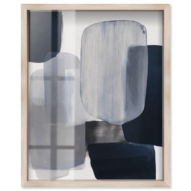 Décoration murale moderne Oceanic Forms I Shadowbox Print par Art Remedy, H 46 po x l 37 po, Crème, crème