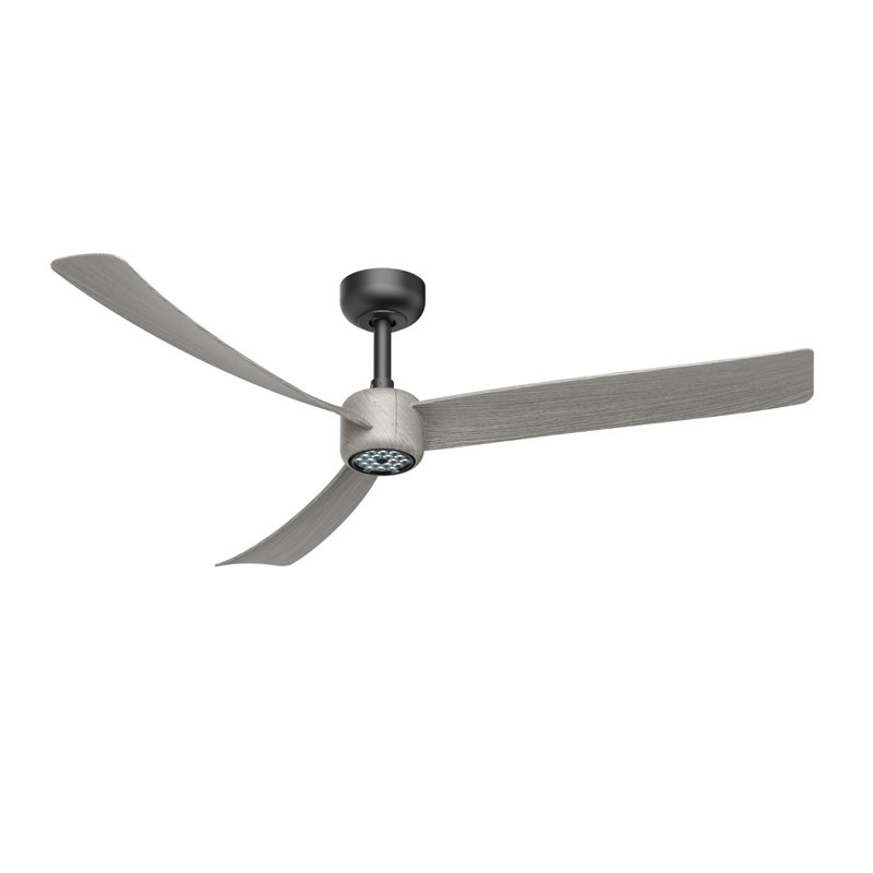 Ventilateur de plafond 52 pouces avec télécommande DEL, Noir avec pales grises
