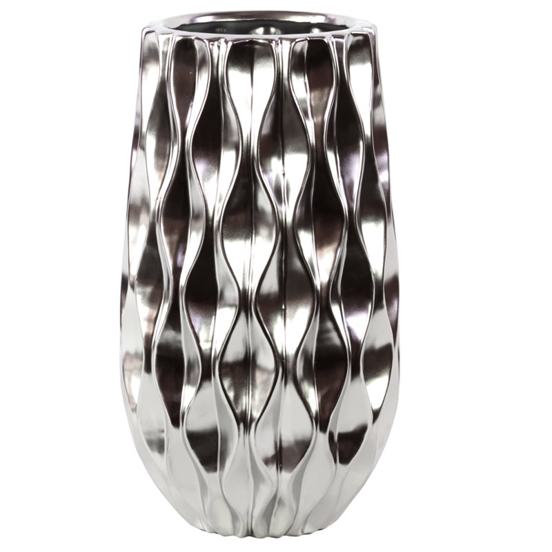 Vase de table en céramique Rockville, H 14,88 po x l 8,19 po x P 8,19 po