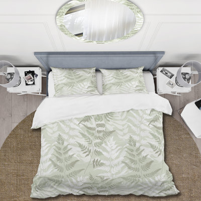 Green Beige Fern Harmony II - Plants Duvet Cover Set