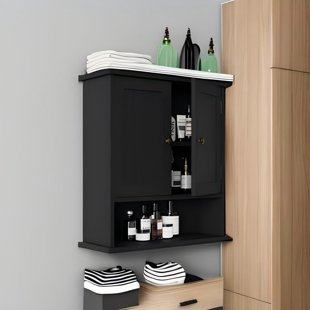 Red Barrel Studio Black Bathroom Cabinet Wall Mounted, Small Bathroom ...