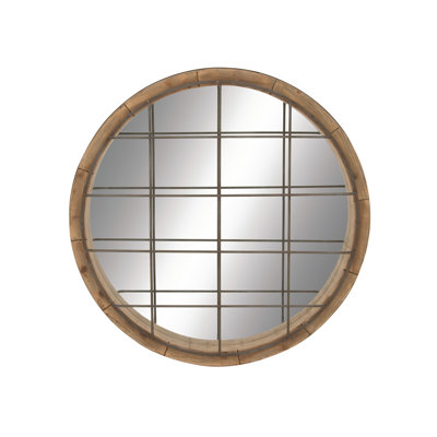 Woodcroft Solid Wood Circle Wall Mirror