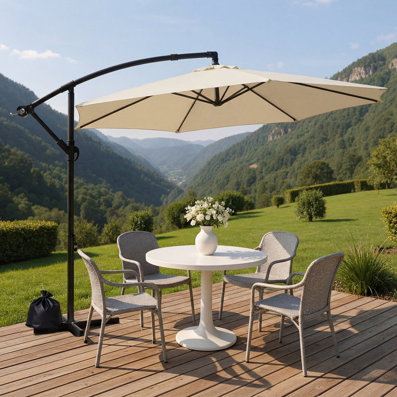 Parasol décalé pour porte-à-faux de patio (sacs de sable non inclus), Beige