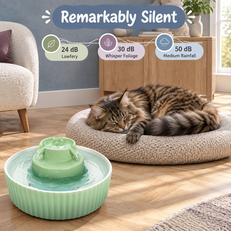 2.1L/71oz Cupcake-Style Ceramic Cat Water Fountain.