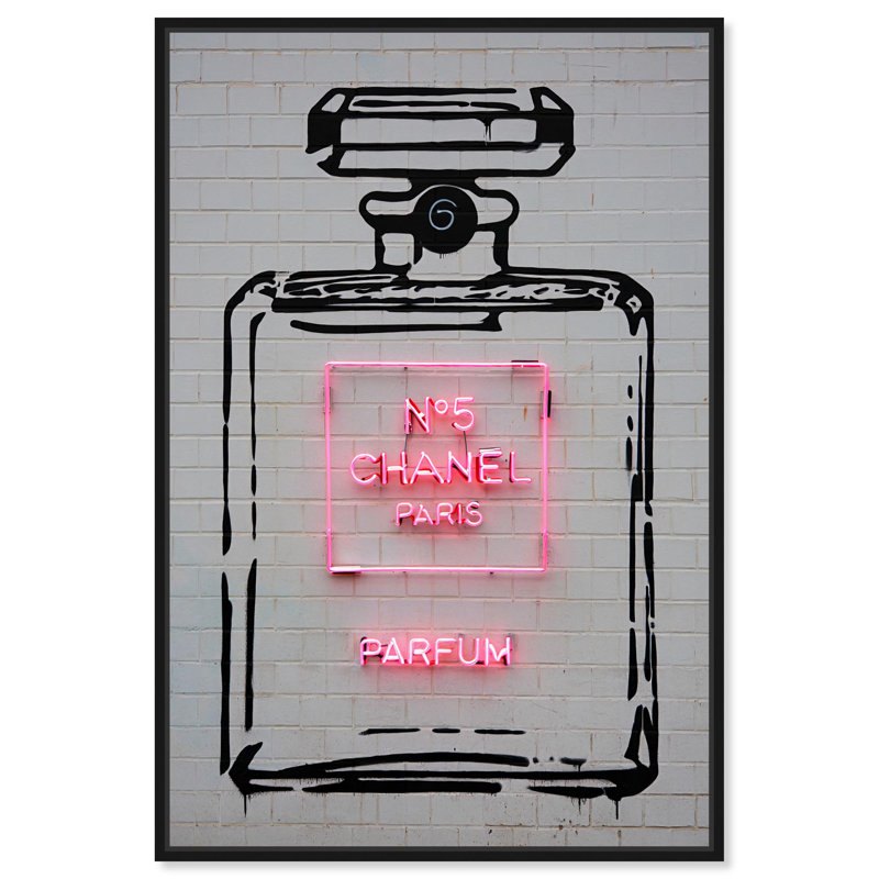 «Parisian Perfume Canvas Fashion», art mural , Structure noire, H 16 po x l 11 po
