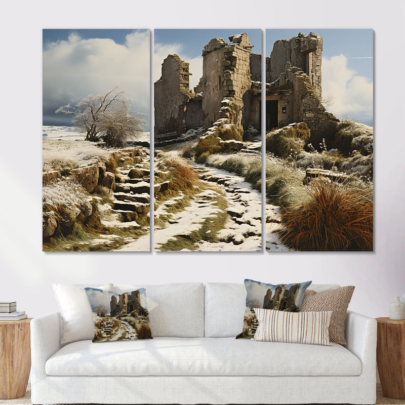 «Castles Winter Beauty - Châteaux», ensemble d'art mural, Toile tendue, H 40 po x l 60 po x P 1 po