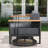 Coan Archlebov 3-Pieces Outdoor Powder Coated Steel Swivel Rocker Chair Set With 6" Thick Cushions And Side Table-605188441
