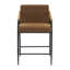 Tabouret de comptoir de 2 po au design Mid-Century, noir et brun, structure en métal, siège d'évier souple, bois naturel, largeur 2 et profondeur moderne 2, finition brun rougeâtre, structure, coussins confortables, massif 300