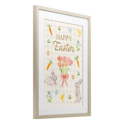 Happy Easter Soft Spring Compilation Framed Print Under Glass, design by Juliet Meeks