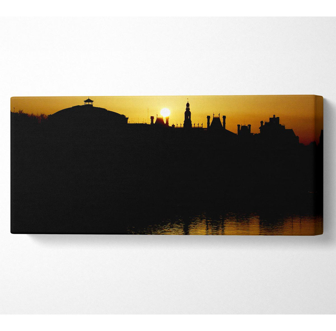 Italienische Stadt Sonnenuntergang Panoramaleinwand