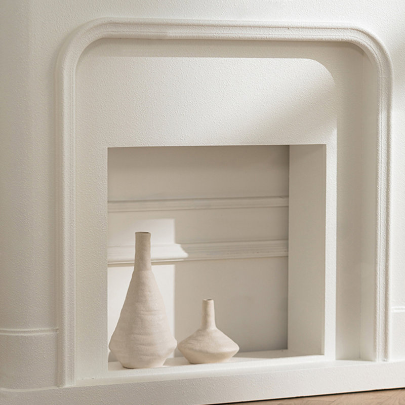 Beige Manufactured Wood Freestanding Fireplace