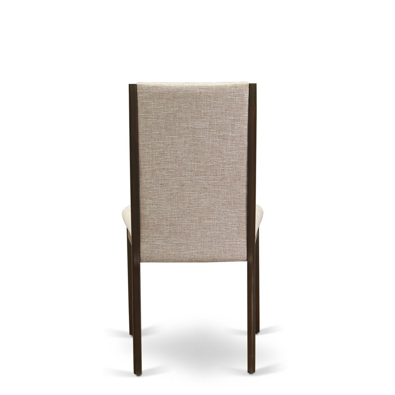L'ensemble de mobilier de salle à manger 5 pièces comprend une table de salle à manger rectangulaire avec des feuilles décoratives et 4 chaises rembourrées en tissu brun clair en acajou