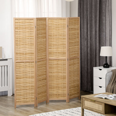 Paravent tissé à la main, paravent en bambou 4 panneaux pour bureau à domicile, 47,25 po x 67 po x 0,75 po, naturel