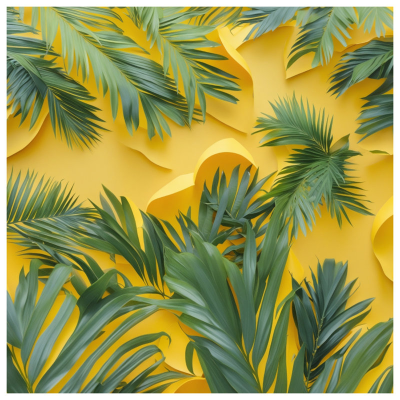 Rideaux de douche Green Palm Leaves, L 70 po x H 84 po