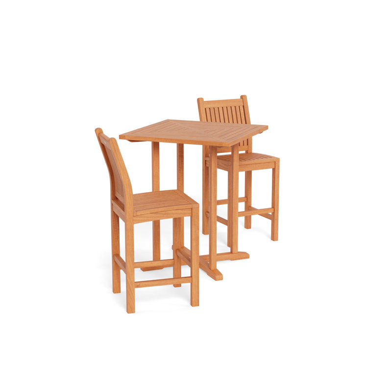Teak Patio Dining Set with Rectangular Table, 2