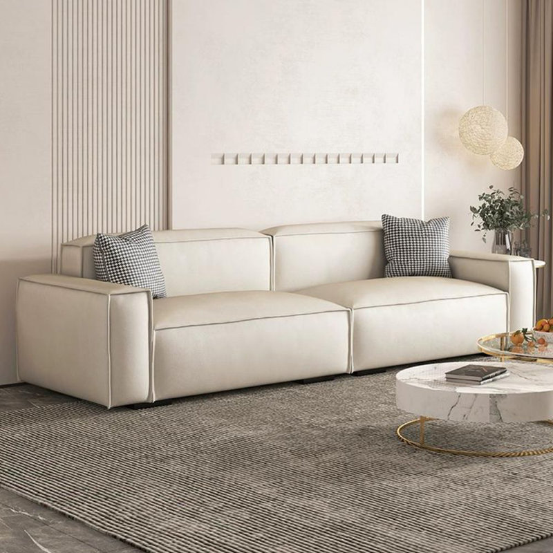 Coussin de canapé modulaire en similicuir blanc, Blanc