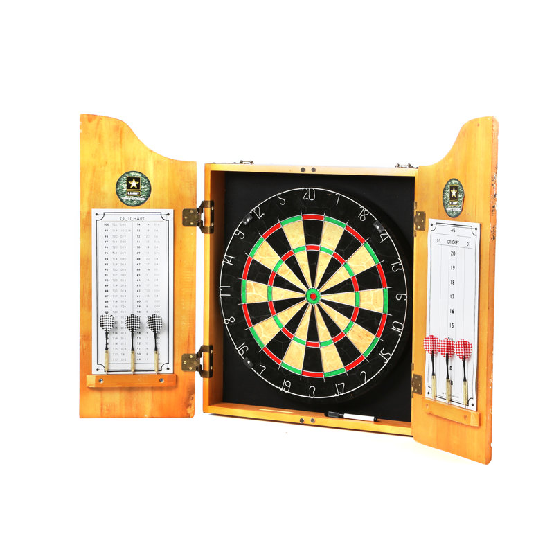 U.S. Army Digital Camo Wood Dartboard Cabinet Set
