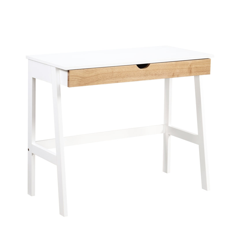 Bureau blanc avec rangement spacieux, glissières de tiroir en métal de grande taille en blanc, assemblage facile pour une installation rapide