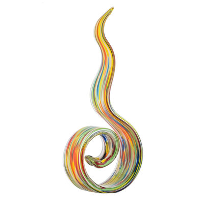Hand-blown Glass Sculpture 11.4" Tall - Colourful