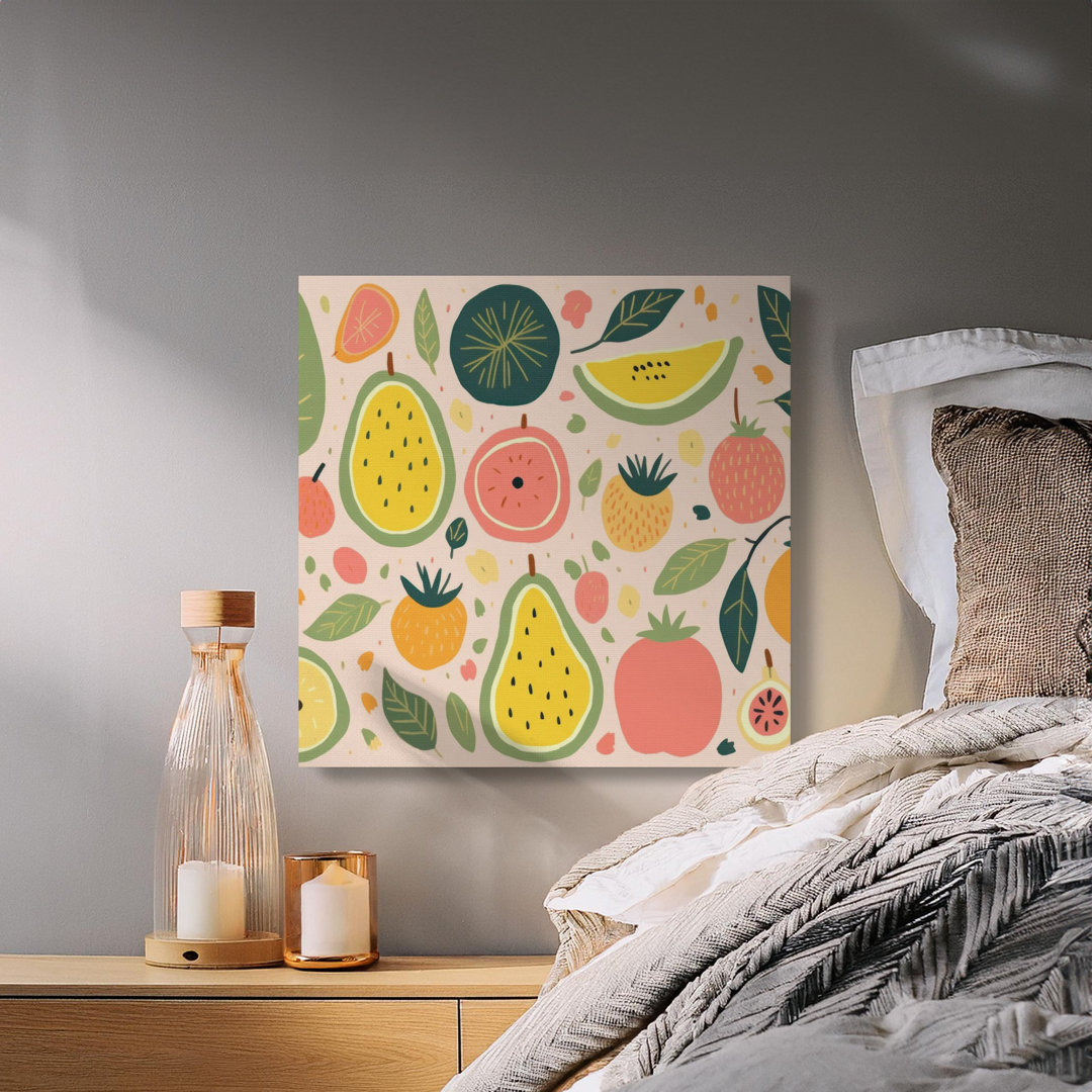 Playful Abstract Fruit Pattern Canvas Print