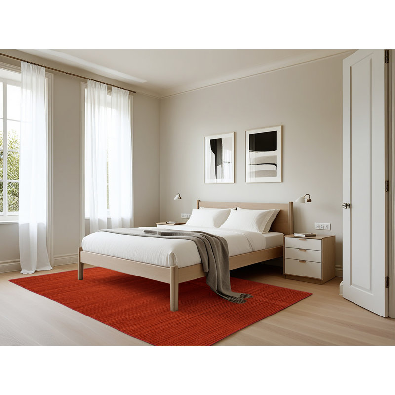 Machine Washable Solid Red Area Rug, Rectangle 5' x 7'