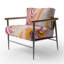 Chaise d'appoint rembourrée avec accoudoirs modernes et motif en spirale rose-108625298