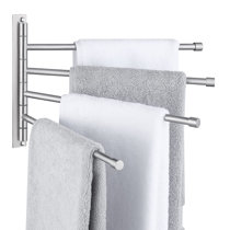 Swivel Towel Rack Swivel Wall Mounted Towel Rack with 4 Arms 180° Rotation  Towel Bars with Hooks for Kitchen Balcony Bathroom Black