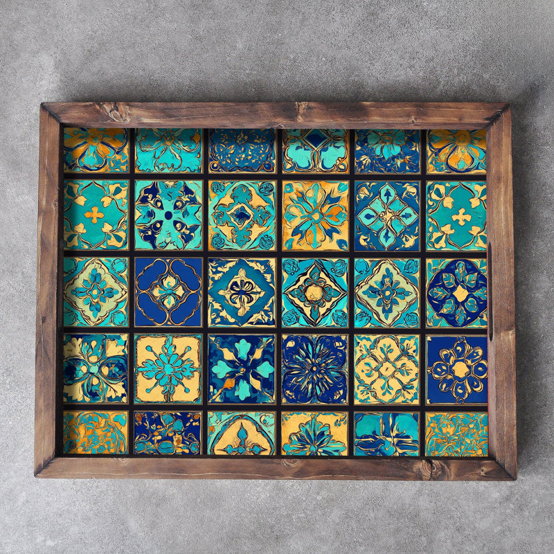Elegant Solid Wood Tray, 18.9 x 15.0 x 1.6 inches | UV Printed on 0.2-inch Thick MDF | Perfect for Serving, Organizing, and Home Décor | Durable and Stylish Design for Any Occasion