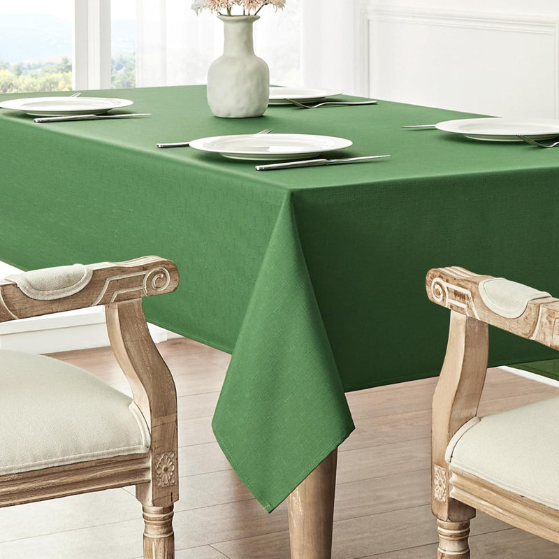 Rectangle Tablecloth Waterproof 52X70 Inch Linen Textured Table Cloth Stain And Wrinkle Resistant Washable, Decorative Fabric Table Cover For Dining, Party And Camping, Black
