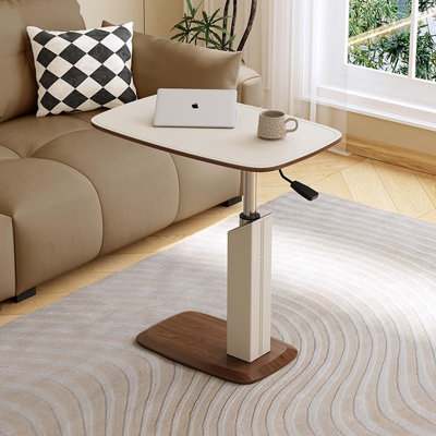 Beige-white+Silver+Nut-brown Rectangular Manufactured Wood+Stainless Steel End Table