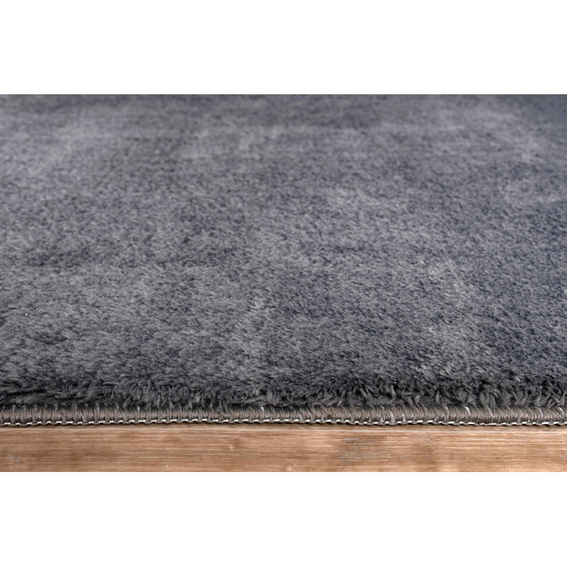 Tapis à poils longs 8 x 10 pi La Dole Rugs | Grand tapis lavable à la machine | Gris anthracite, Rectangulaire 8 pi x 10 pi
