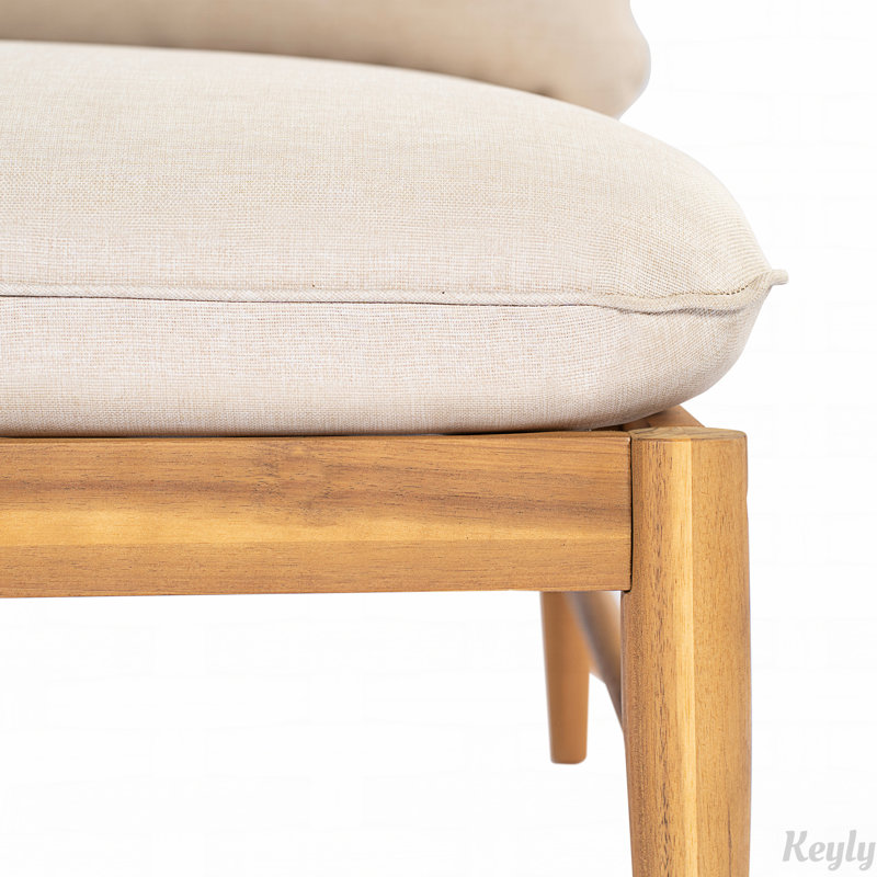 Canapé d'extérieur en bois d'acacia Terassi, finition teck clair avec coussin beige Terassi