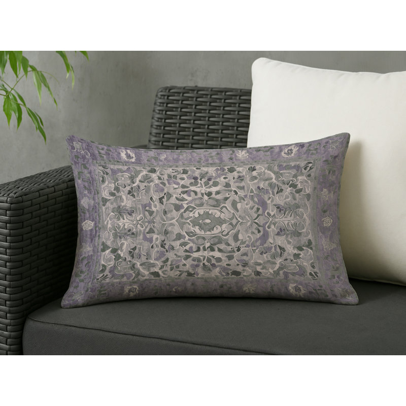 Coussin décoratif intérieur / extérieur gris Modern Modern, Rectangle H 14 po x l 20 po, Blanc abstrait 6