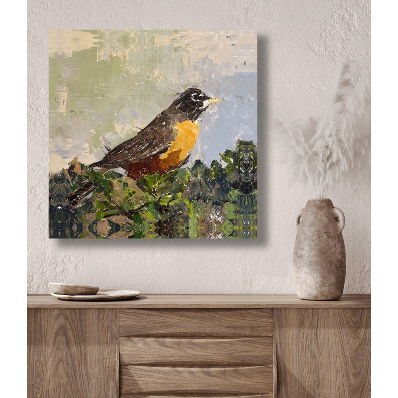 ROBIN - Unframed Print on Canvas, Black Framed Canvas, 21.5" H x 21.5" W x 1.75" D