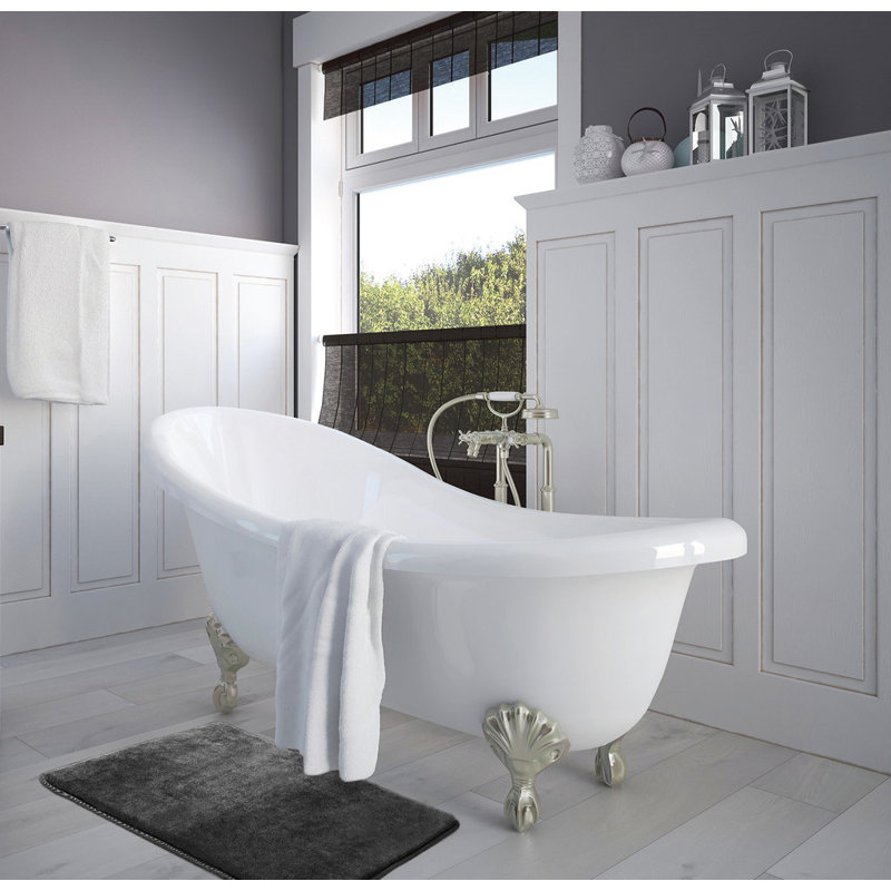 Steph Luxury Ultra Soft and Absorbent Memory Foam Bath Rug Set with Non-Slip Backing, Small: 17"W x 24"L, Gray