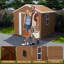 Remise de rangement en métal avec fenêtres, porte coulissante verrouillable, évents et intempéries pour le jardin, brun