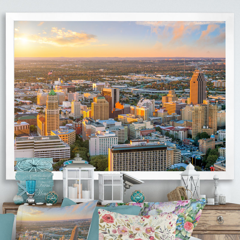 San Antonio, centre-ville du Texas I, Cadre photo blanc, H 30 po x l 40 po x P 1,5 po