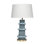 Rowan Wood Beaded Table Lamp with Linen Shade, Blue