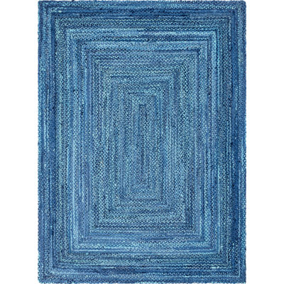 Tapis bleu en coton tressé à la main Panaca
