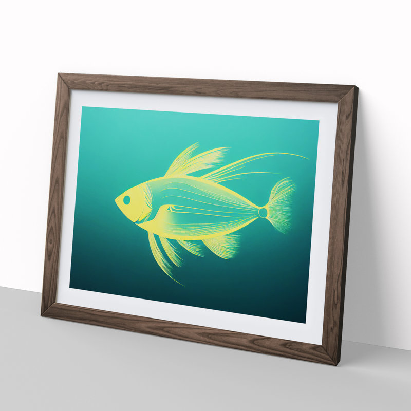 XH1022-2268X Compelling Fish - Single Picture Frame Print, Walnut Framed, 34cm H x 46cm W x 2cm D