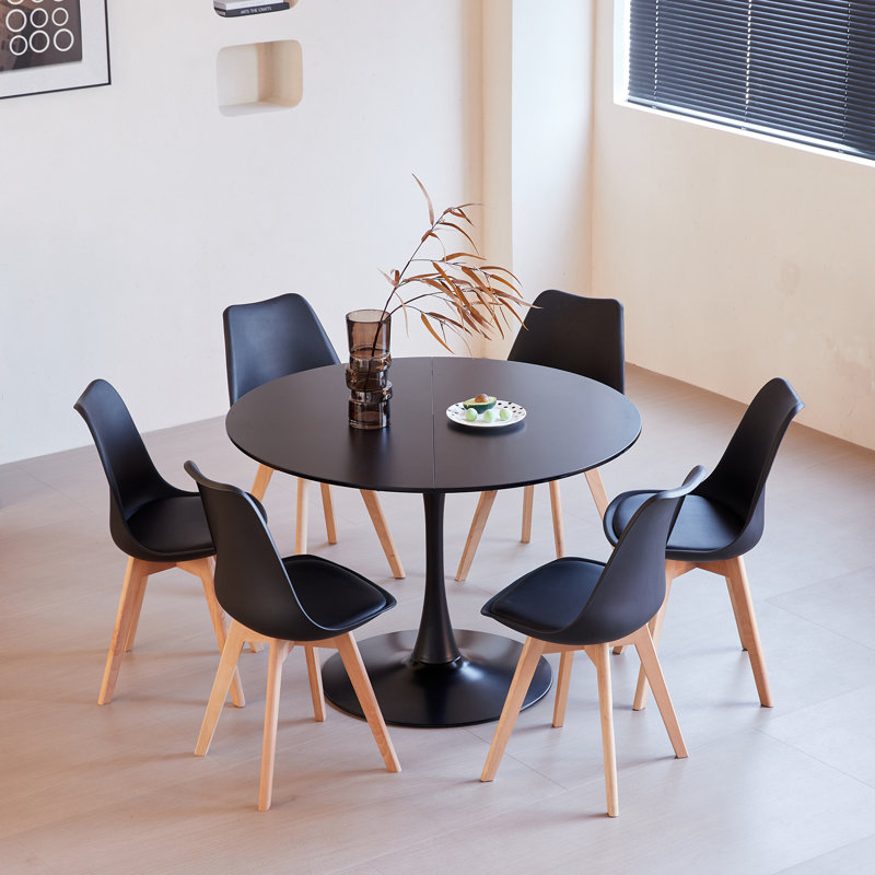 Metal Base Dining Table, Black