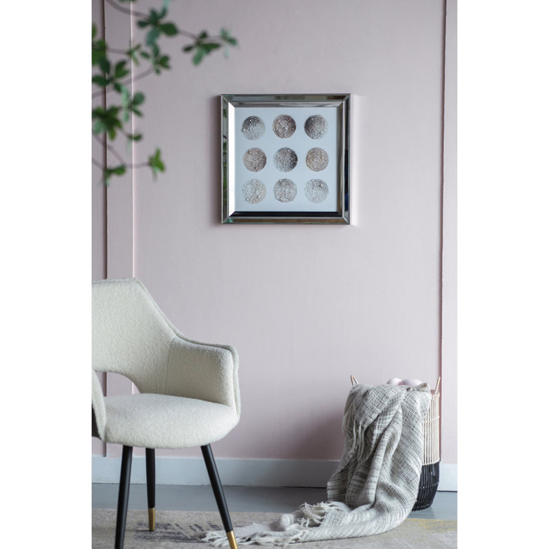 Art mural 19,7 x 19,7 pouces avec affichage de phase artistique et style cristal, cadre en miroir, résine embelli, 4,4 lb représentant des phases, -