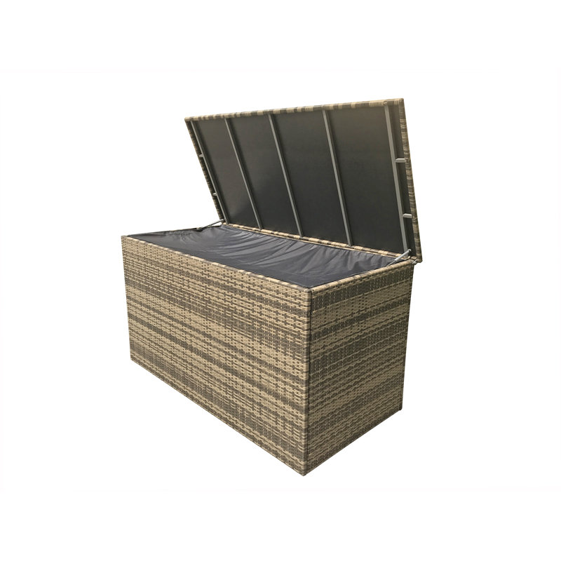 Highland Dunes Durr 170cm W 1000L Water Resistant Wicker Deck Box, Brown/Natural