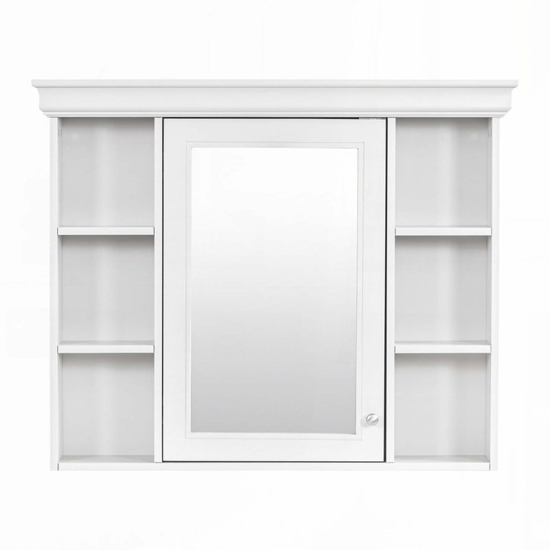 Armoire de rangement murale avec porte miroir, Blanc