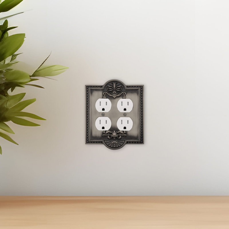 Meadows 2-Gang Duplex Outlet Wall Plate, Antique Pewter