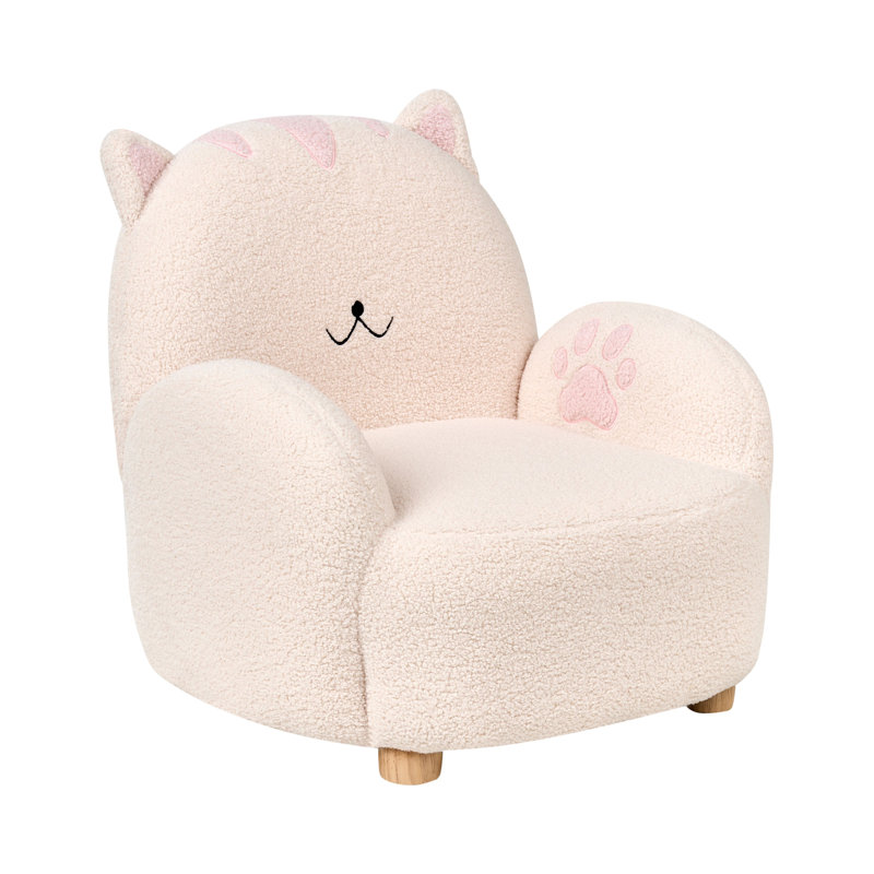 Kids Boucle Armchair Cat ZOAR, Brown/White