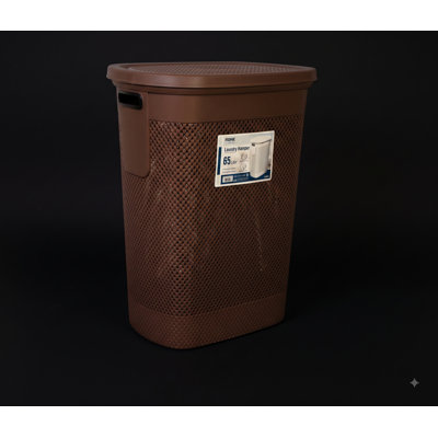 65L Large Laundry Hamper, Brown - Ventilated Clothes Basket for Bedroom & Bathroom, 22"Hx 18"W x 14"D