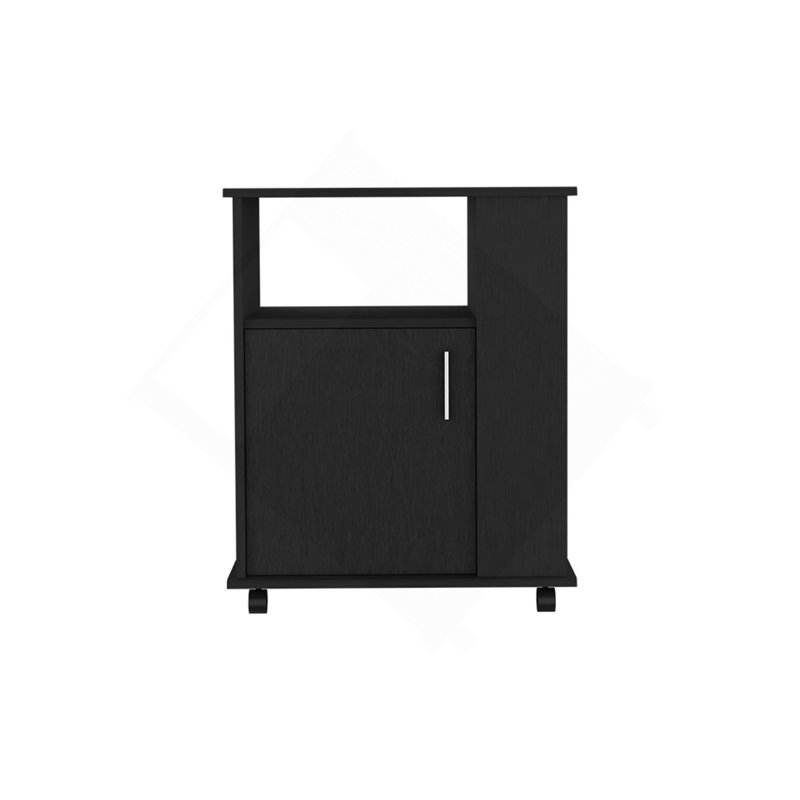 Kit Lower Microwave Cabinet, Single Door, Three Side Shelves, Black