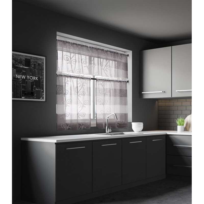 Damask Tailored Kitchen Curtain, Silver
