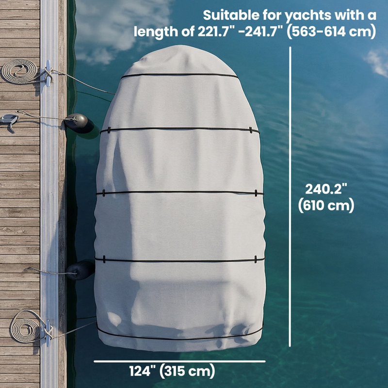 Housse pour bateau de 19 à 20 pi, housse imperméable pour bateau universelle grise, H 0,01 po x l 240,2 po x P 124 po